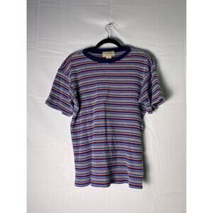 90's Arizona Jean Company Blue Red Striped Thermal Tee Shirt Women's Size Large